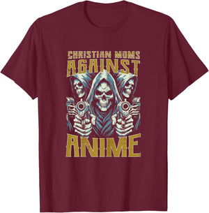 Christian Mom Against Anime Funny Bootleg Cringe Mama Women T-Shirt - T-Shirt | Maroon