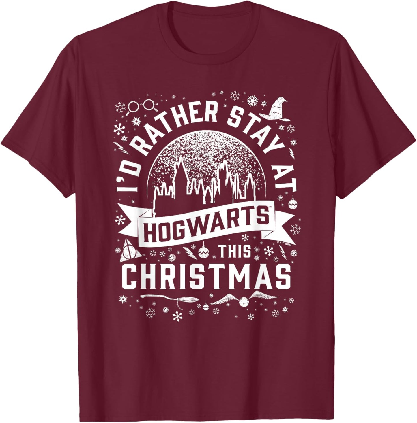 Harry Potter Hogwarts at Christmas T-Shirt - T-Shirt | Maroon
