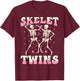 Skeletwins Dancing Skeletons Matching Halloween Twin Girls T-Shirt - T-Shirt | Maroon