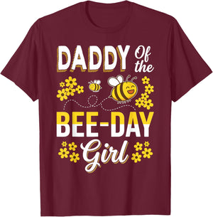 Daddy of The Bee-Day Girl Dad Matching Birthday Party T-Shirt - T-Shirt | Maroon