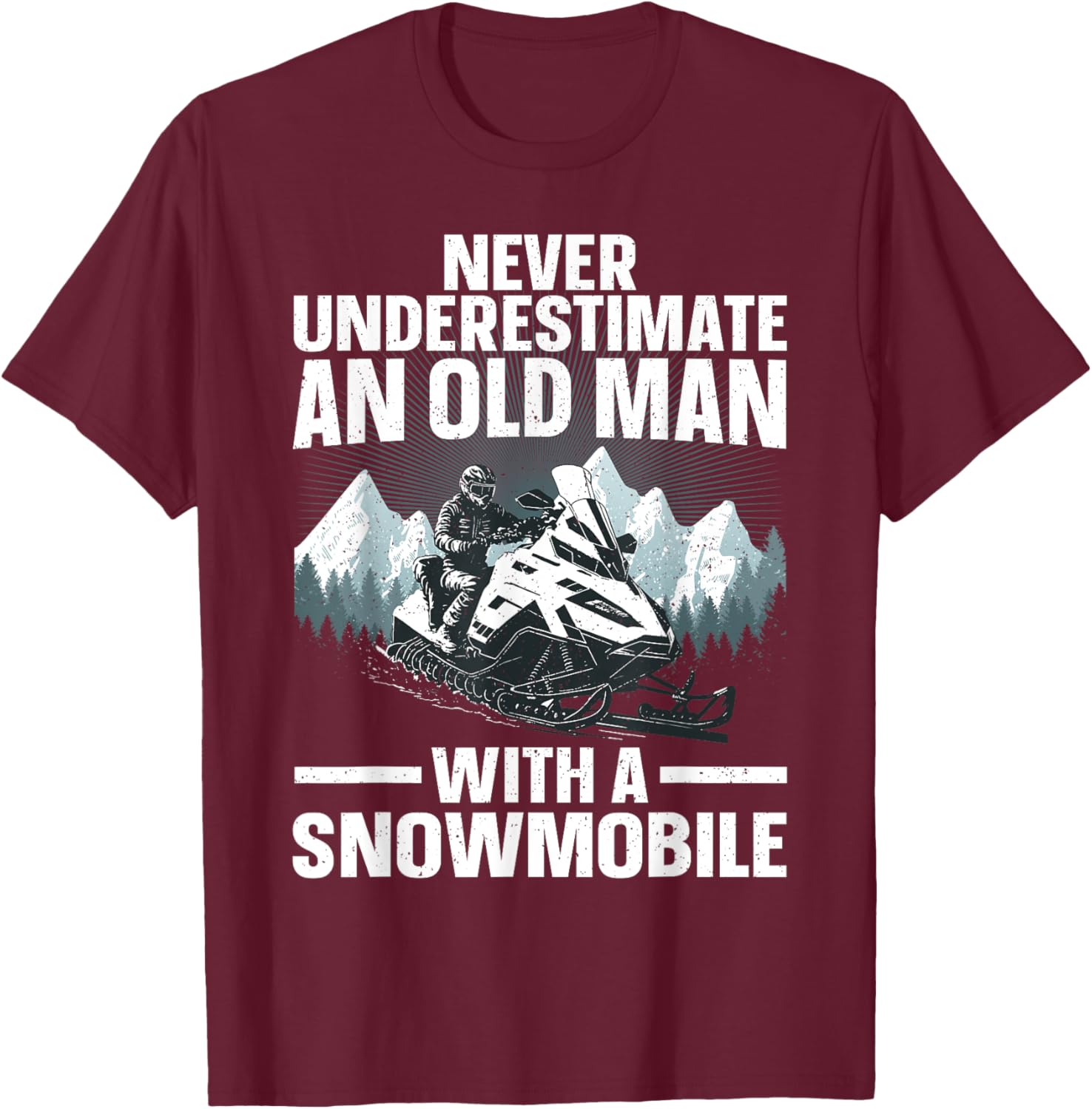 Snowmobile Art Grandpa Snowmobiling Snowmobile Lover T-Shirt - T-Shirt | Maroon