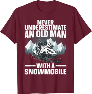 Snowmobile Art Grandpa Snowmobiling Snowmobile Lover T-Shirt - T-Shirt | Maroon