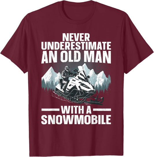 Snowmobile Art Grandpa Snowmobiling Snowmobile Lover T-Shirt - T-Shirt | Maroon