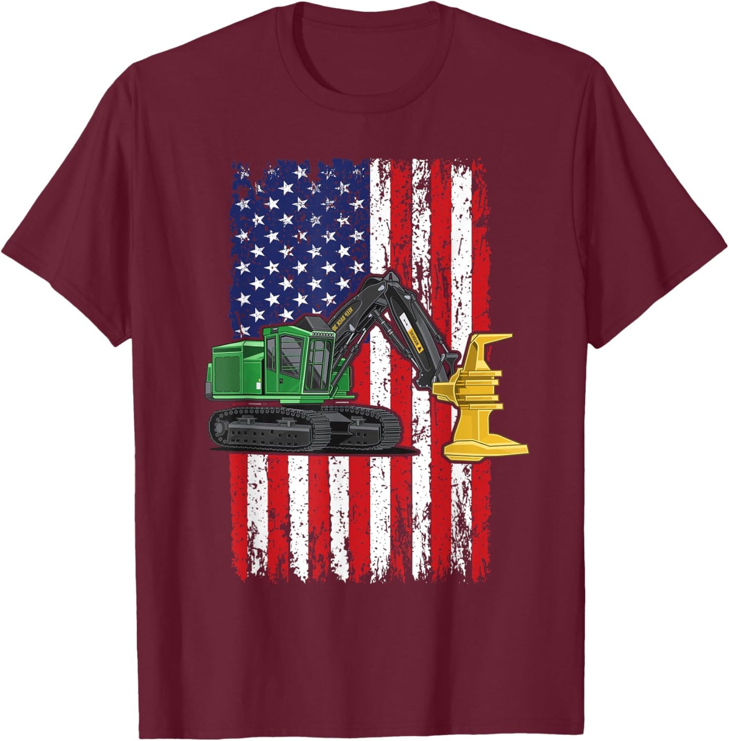 Feller Buncher Operator Machine 4th of July Men Women Logger T-Shirt - T-Shirt | Maroon