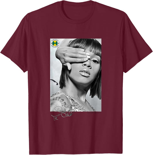 CROSS COLOURS Lisa Left Eye Lopes Legacy | 1990's Vintage Legends Adult T-Shirt - T-Shirt | Maroon
