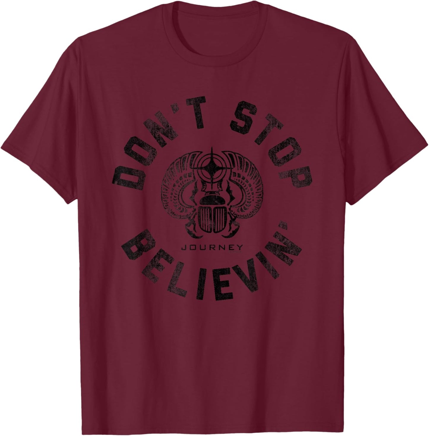 Journey Band Don't Stop Believin' Scarab Vintage Band T-Shirt - T-Shirt | Maroon
