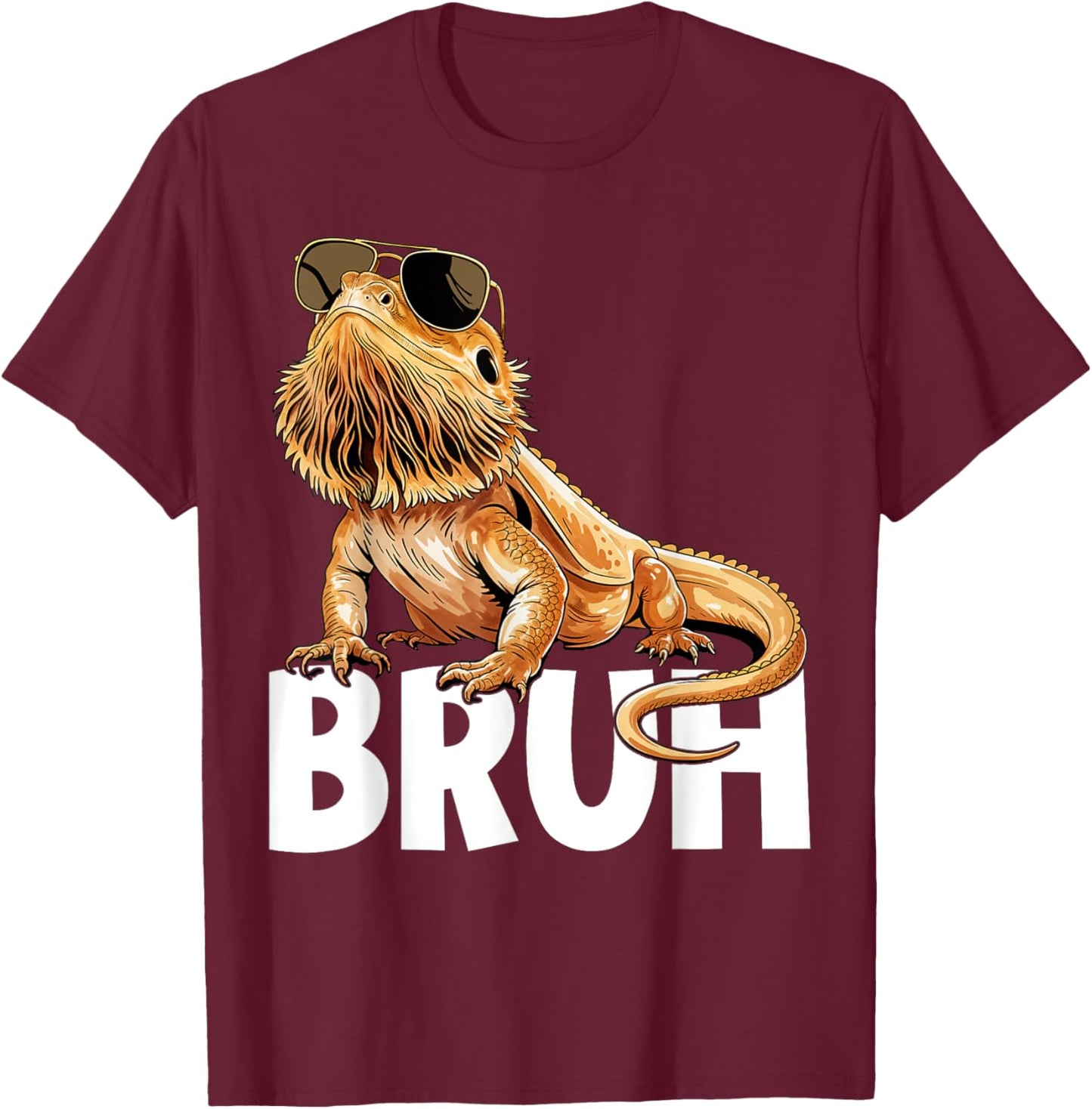 Tiny Dinosaur Bruh Bearded Dragon Lover T-Shirt - T-Shirt | Maroon