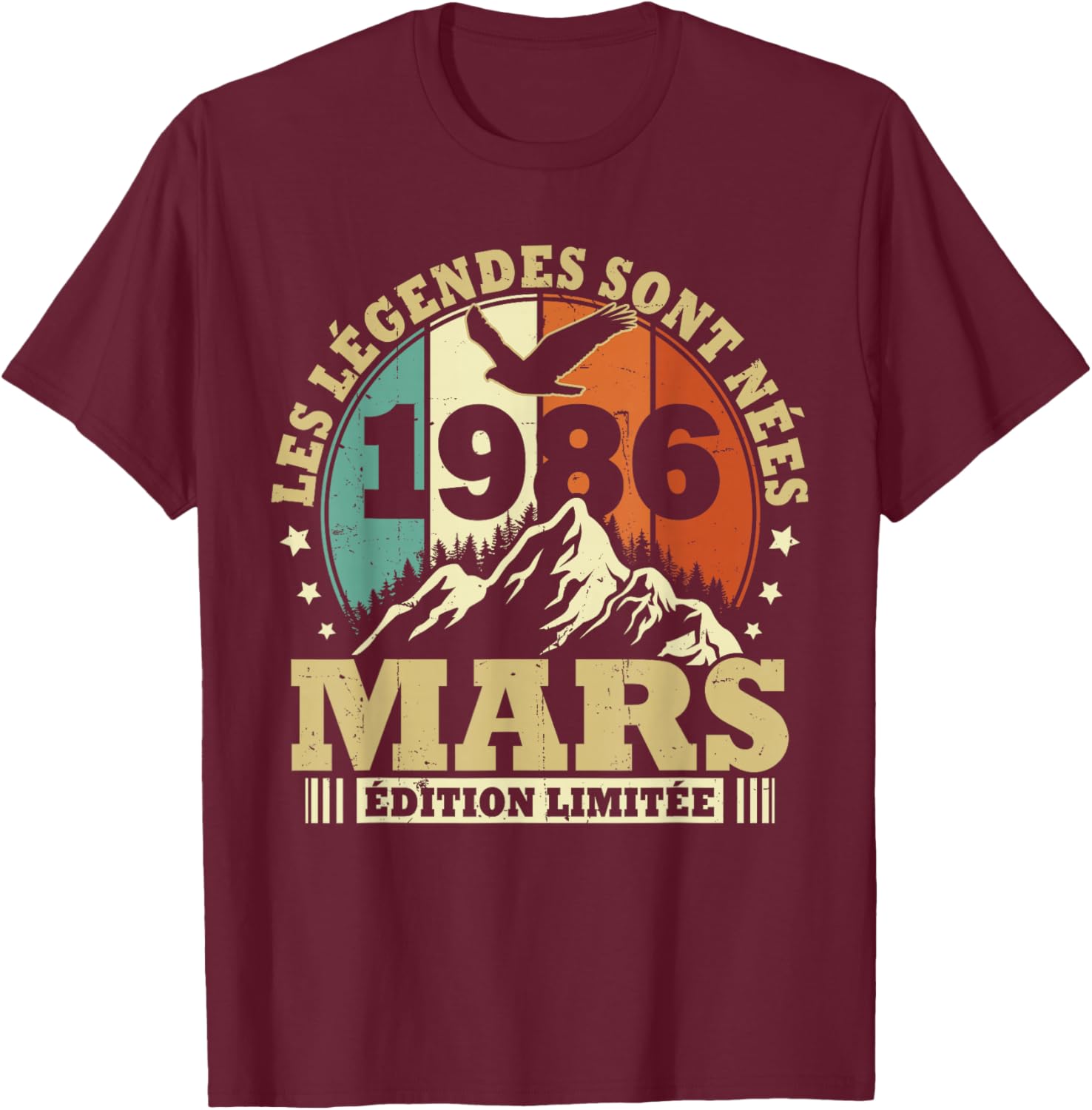 Les Légendes sont Nées en Mars 1986 Anniversaire 40 Ans T-Shirt - T-Shirt | Maroon