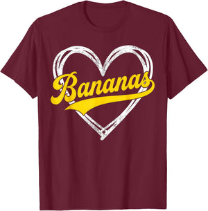 Banana Retro Humor Bananas Heart Classic Men Women Kids T-Shirt - T-Shirt | Maroon