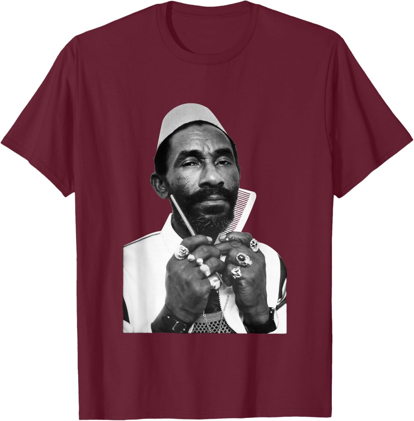 Jamaican Musician Lee Scratch Perry Hacienda Stephen Wright T-Shirt - T-Shirt | Maroon
