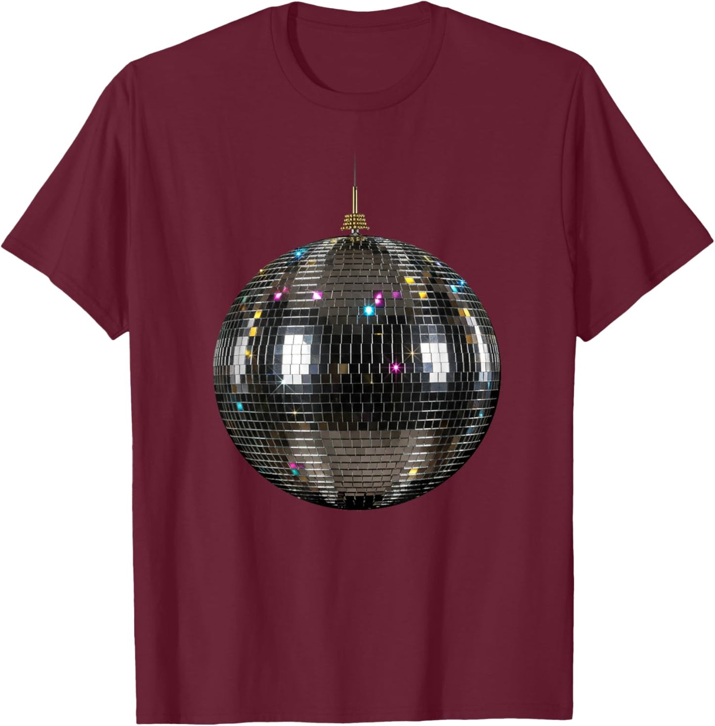 Silver Disco Ball Vintage Birthday Party Dance Retro T-Shirt - T-Shirt | Maroon