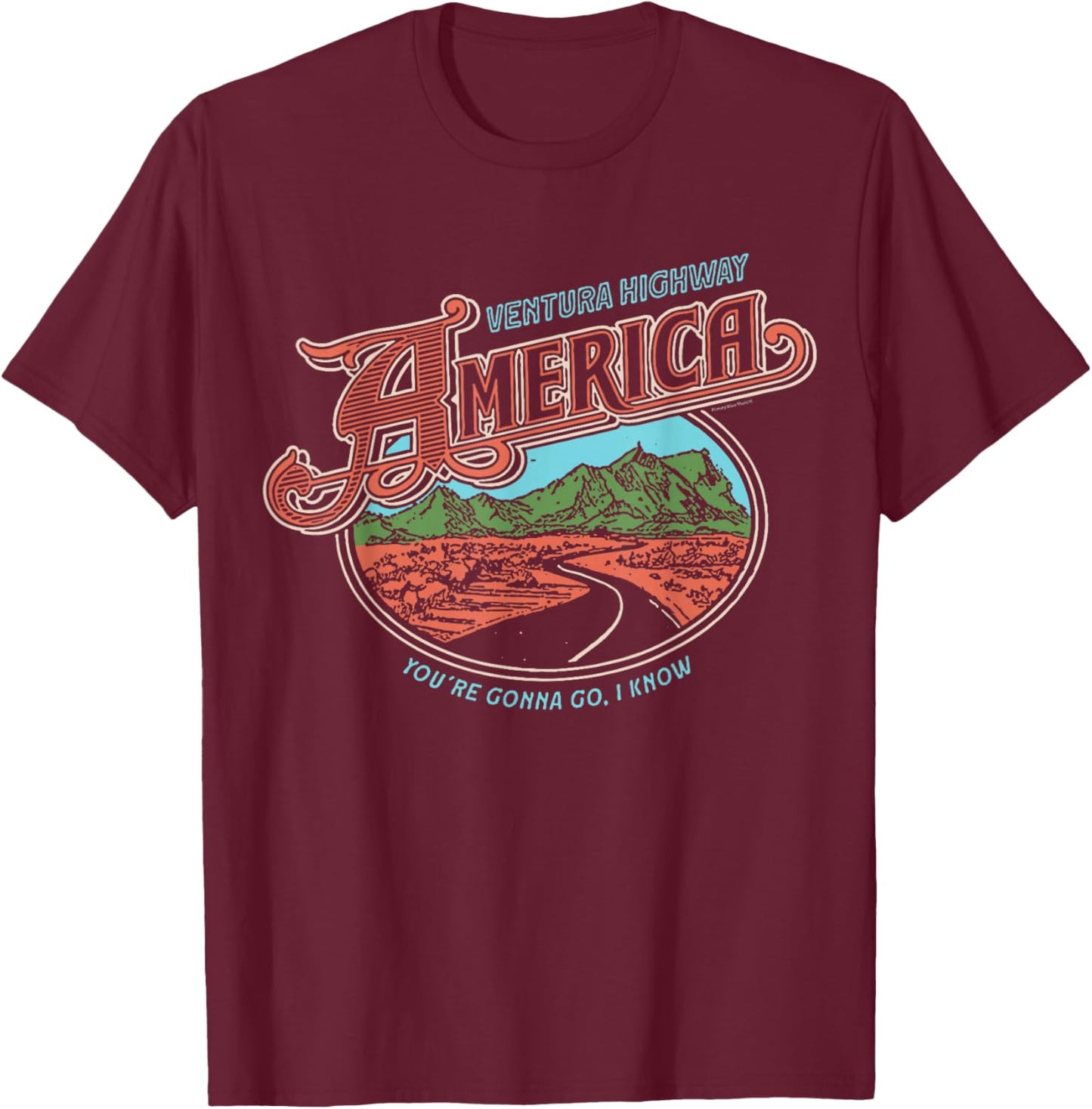 Official America the Band Ventura Highway T-Shirt - T-Shirt | Maroon