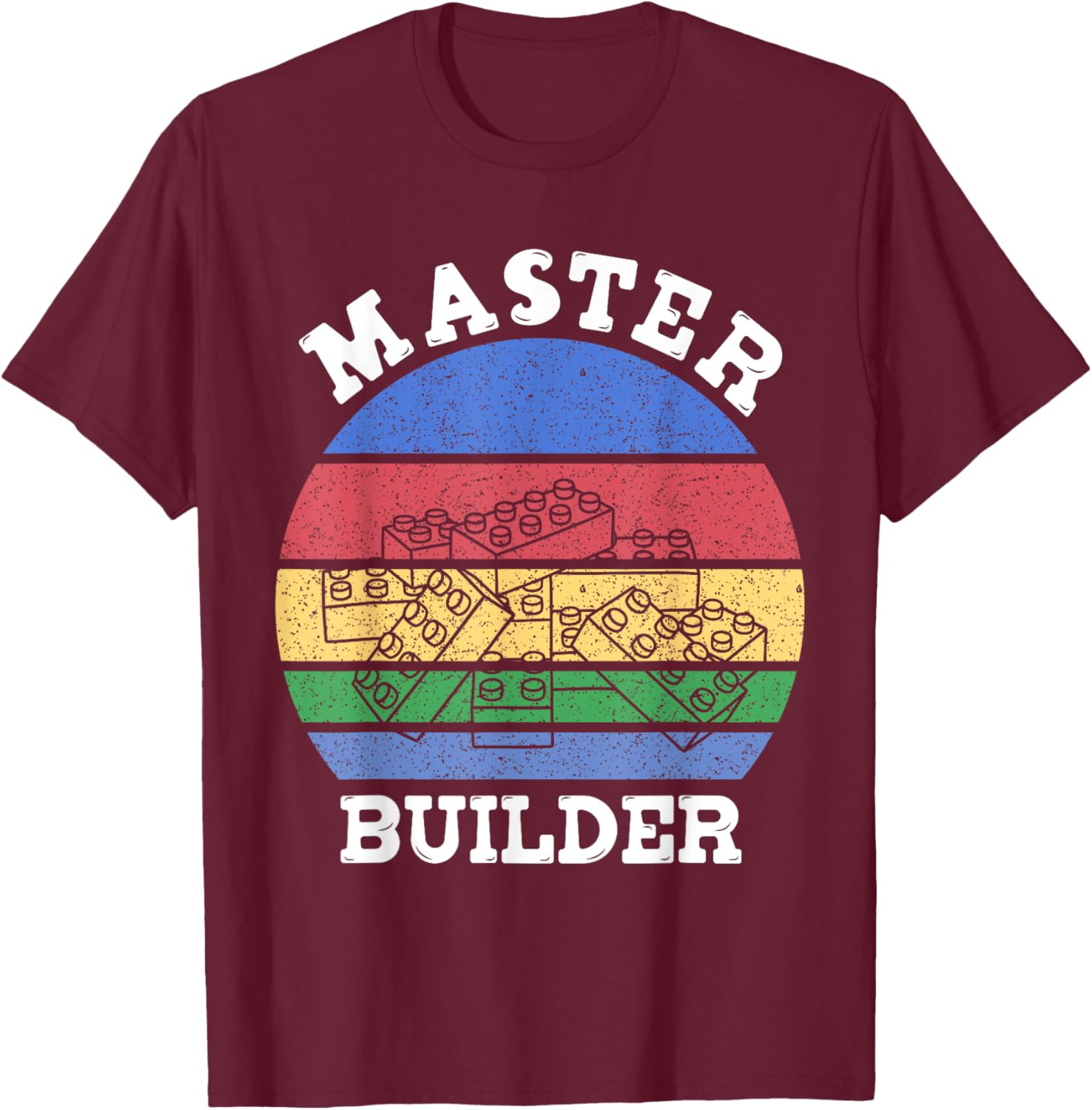 Master Builder Retro Vintage Kids Building Blocks Men Boys T-Shirt - T-Shirt | Maroon