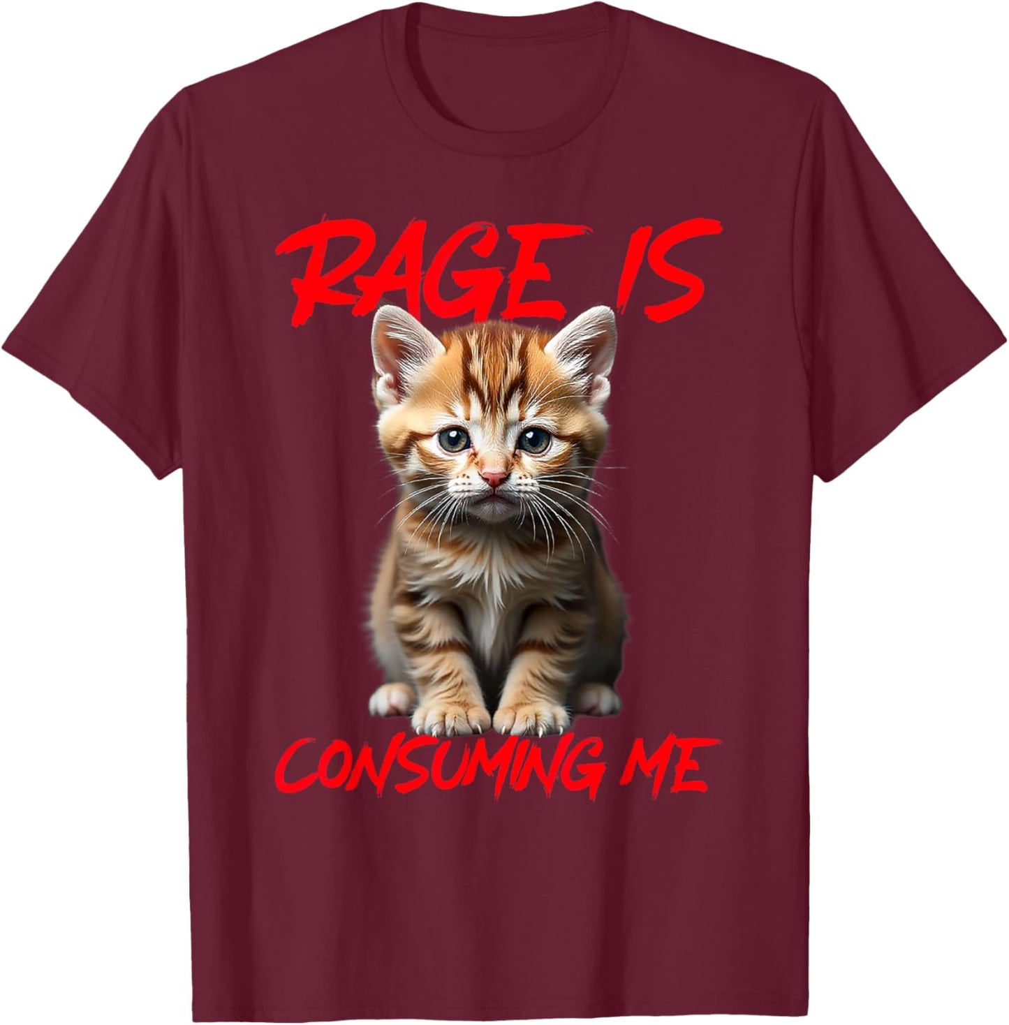 Rage Is Consuming Me Cute Angry Kitten Funny Cat Women T-Shirt - T-Shirt | Maroon