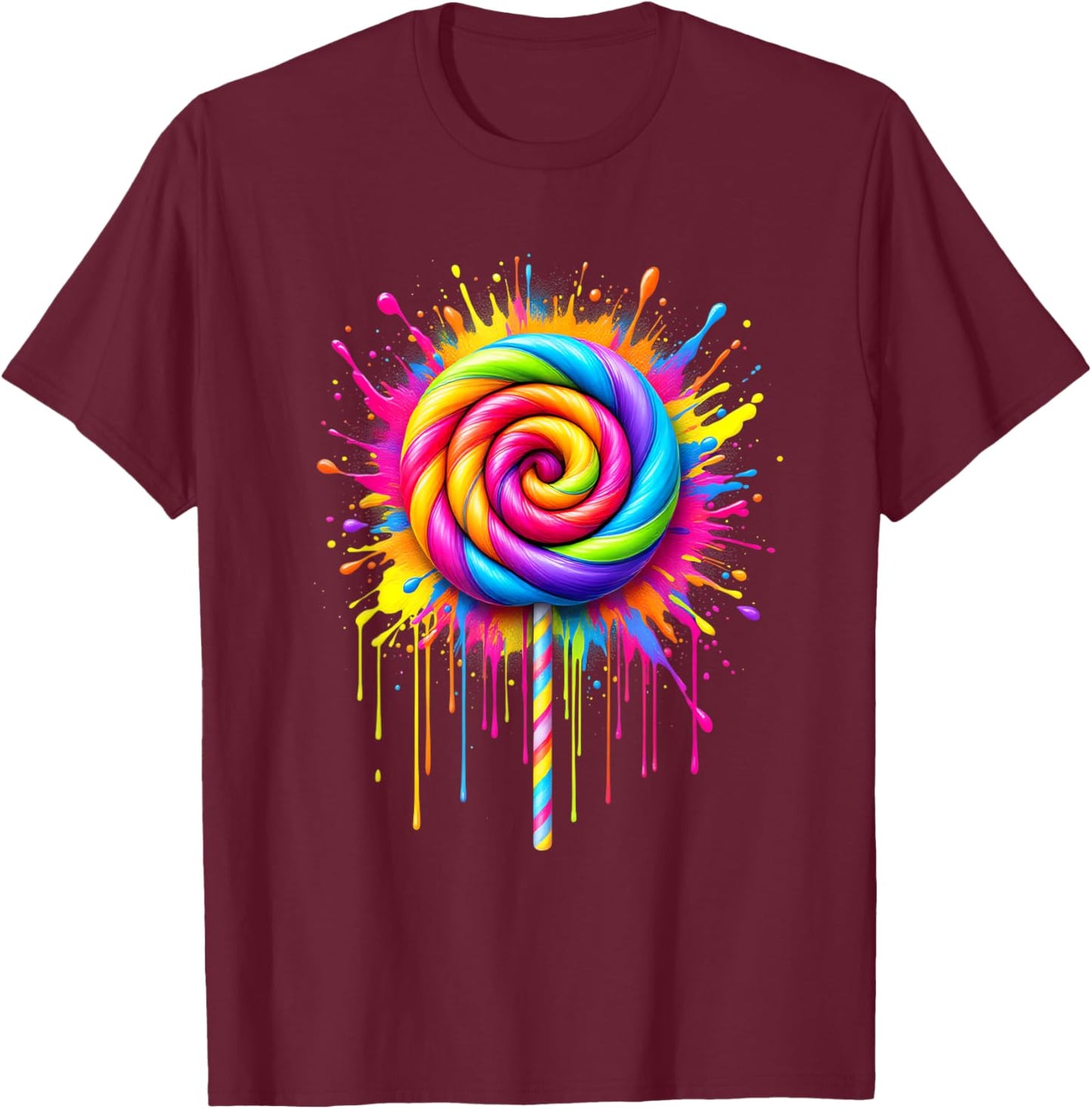 Candy Candy Costume Women's Carnival Lollipop Fancy Dress T-Shirt - T-Shirt | Maroon
