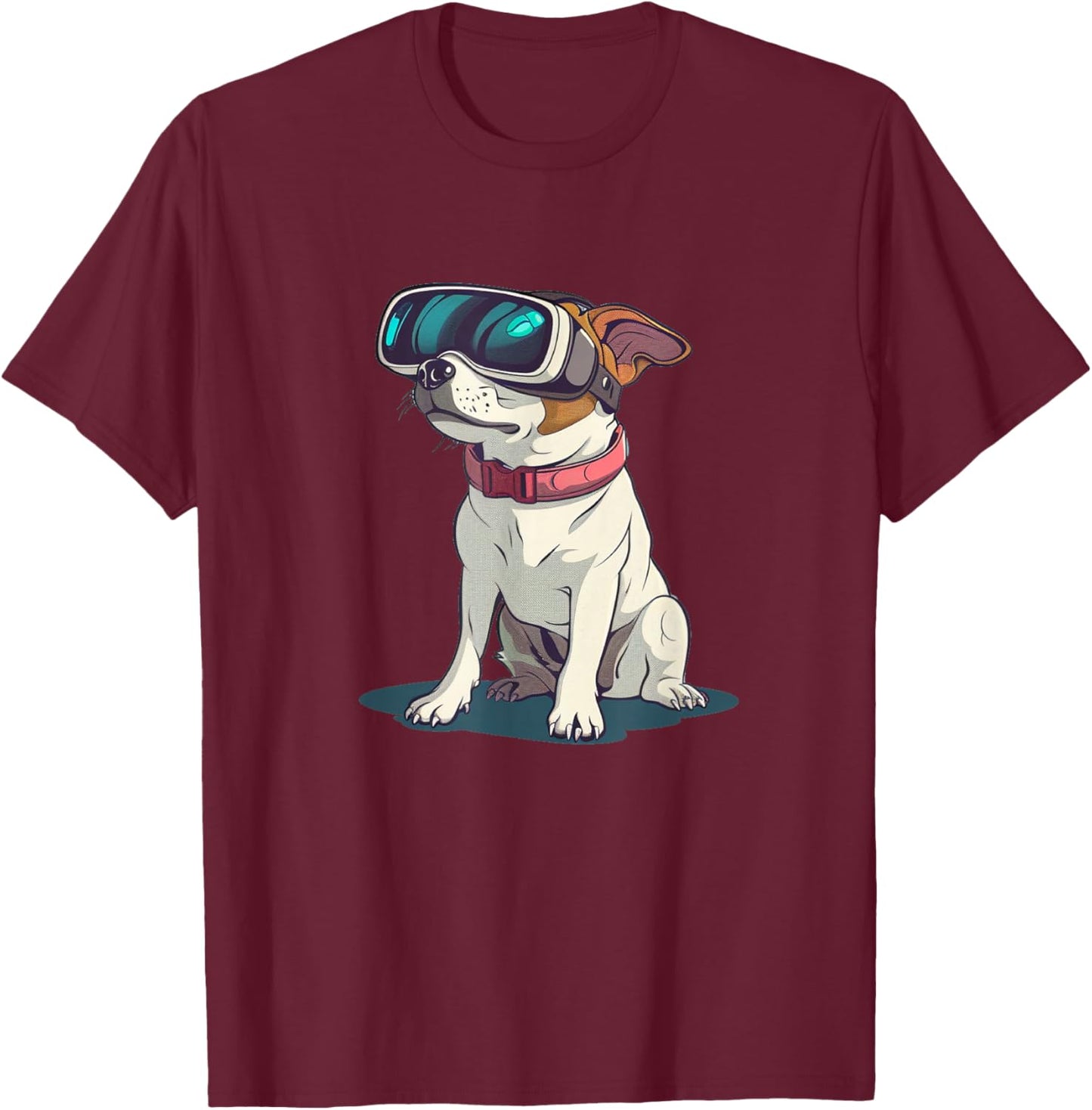 Virtual Reality Dog Graphic for Amazing Style T-Shirt - T-Shirt | Maroon