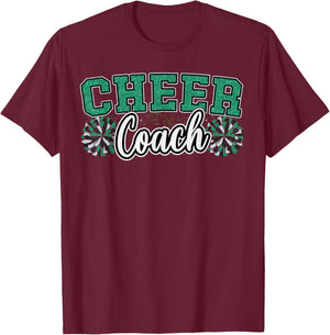 Loud Proud Cheer Coach Pom Poms Green Cheerleader Women T-Shirt - T-Shirt | Maroon
