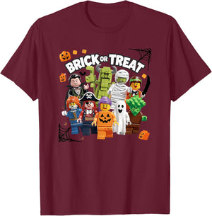 Building Bricks Halloween Brick Or Treat Costume Monsters T-Shirt - T-Shirt | Maroon