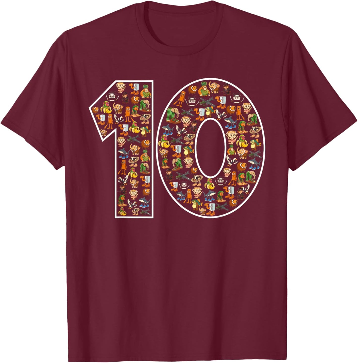Italian Brainrot Ballerina Character 10th Birthday Meme Mix T-Shirt - T-Shirt | Maroon