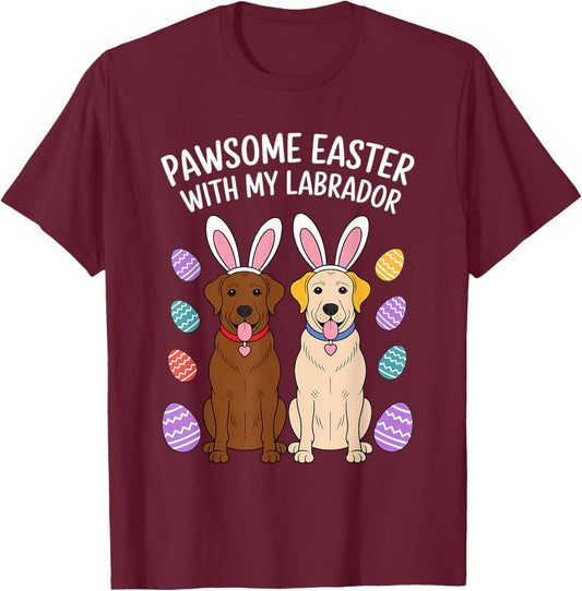 Labrador Retriever Bunny Springs Eggs Easter Lab Dog Women T-Shirt - T-Shirt | Maroon