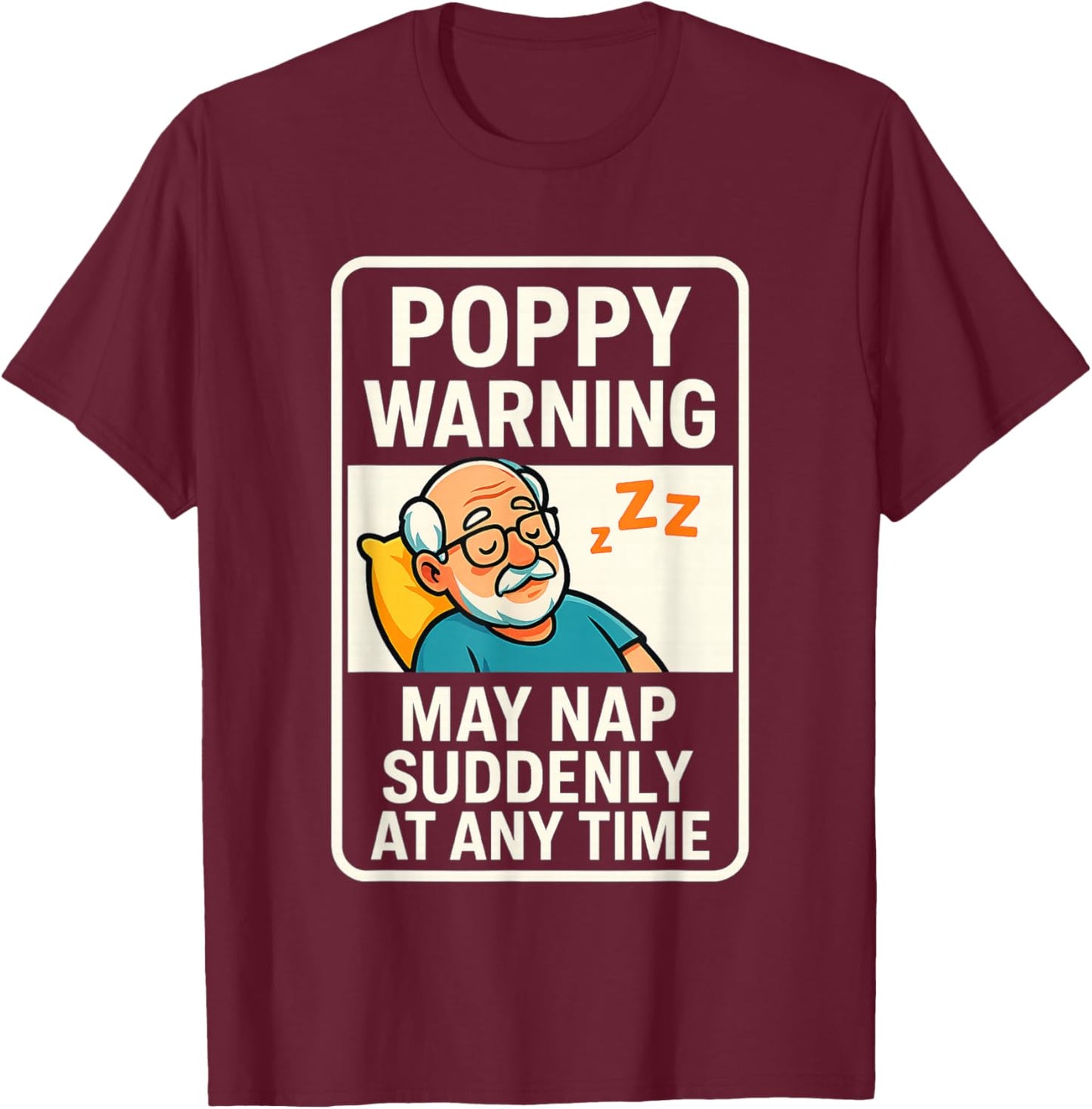 Best Poppy Art for Grandpa from Grandkids Father's Day Poppy T-Shirt - T-Shirt | Maroon