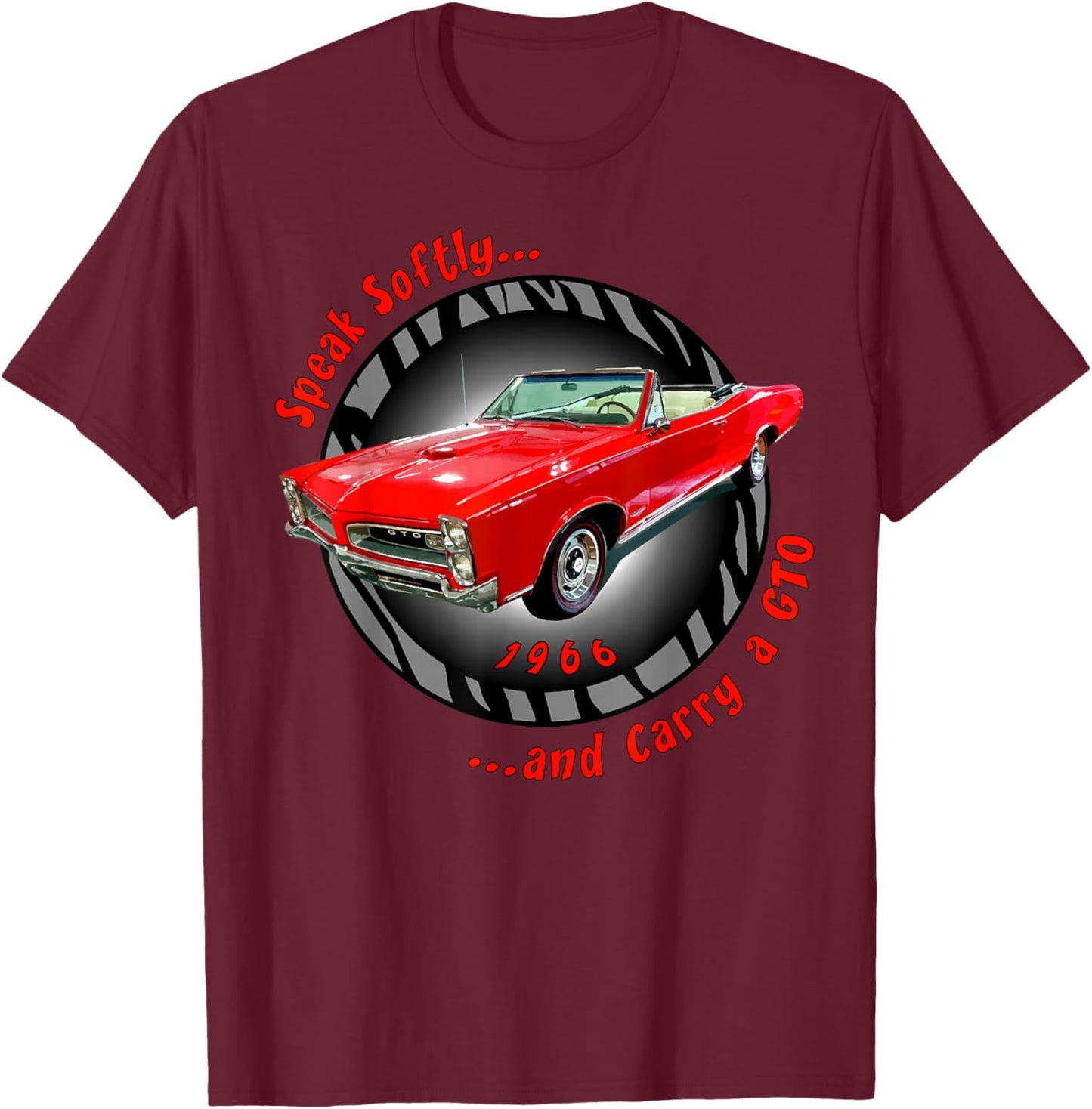 1966 66 GTO Classic Car Old School Muscle Yellow Car T-Shirt - T-Shirt | Maroon