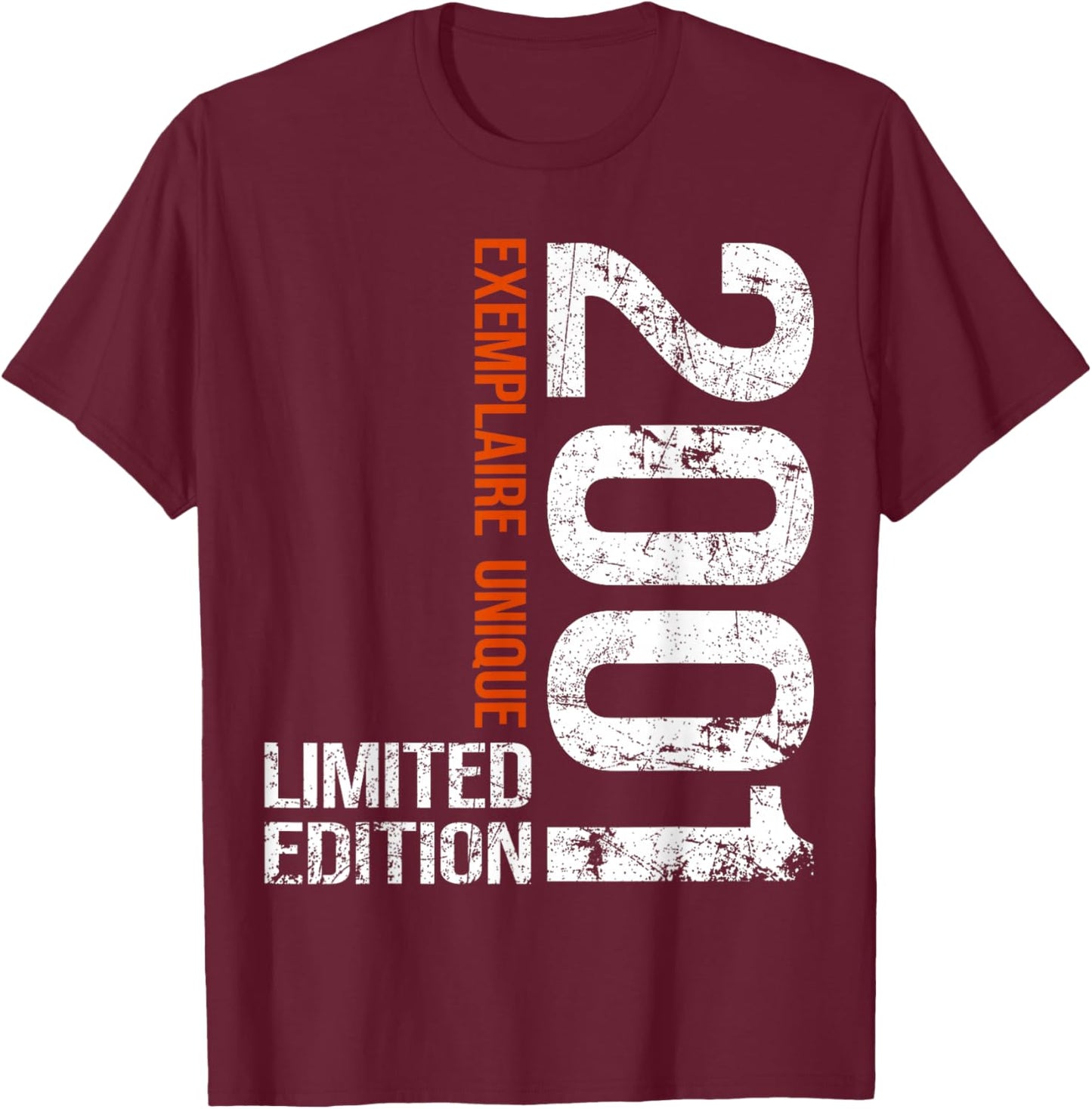 25th Anniversary 2001 Vintage 25 Years Men Vintage 2001 T-Shirt - T-Shirt | Maroon