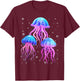 Glowing Rainbow Jellyfish T-Shirt - T-Shirt | Maroon
