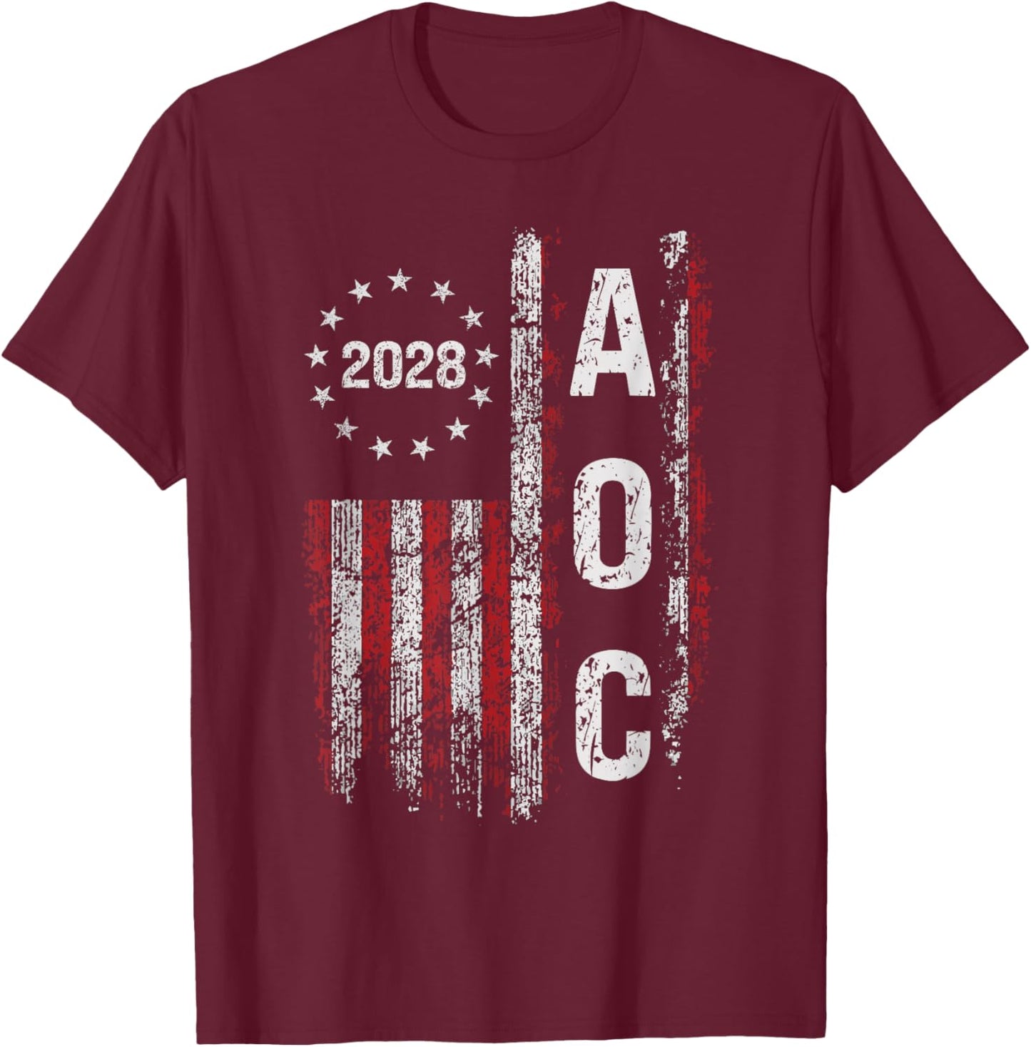 AOC Alexandria Ocasio Cortez 2028 For President Election T-Shirt - T-Shirt | Maroon