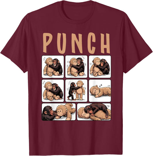 Cute Monkey Punch T-Shirt - T-Shirt | Maroon