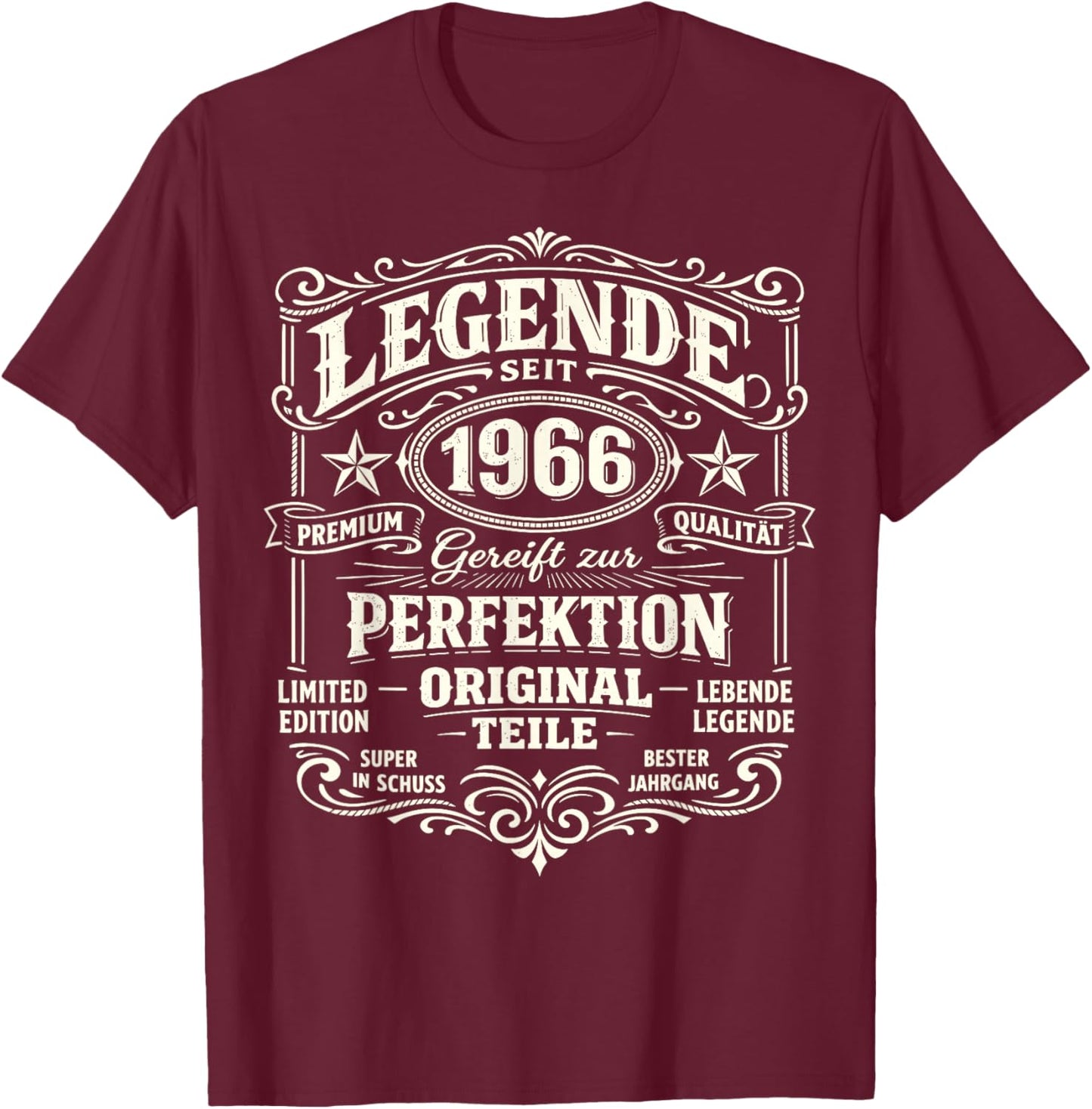 60th Birthday Man Woman 60 Years Decoration 1966 Gift Funny T-Shirt - T-Shirt | Maroon