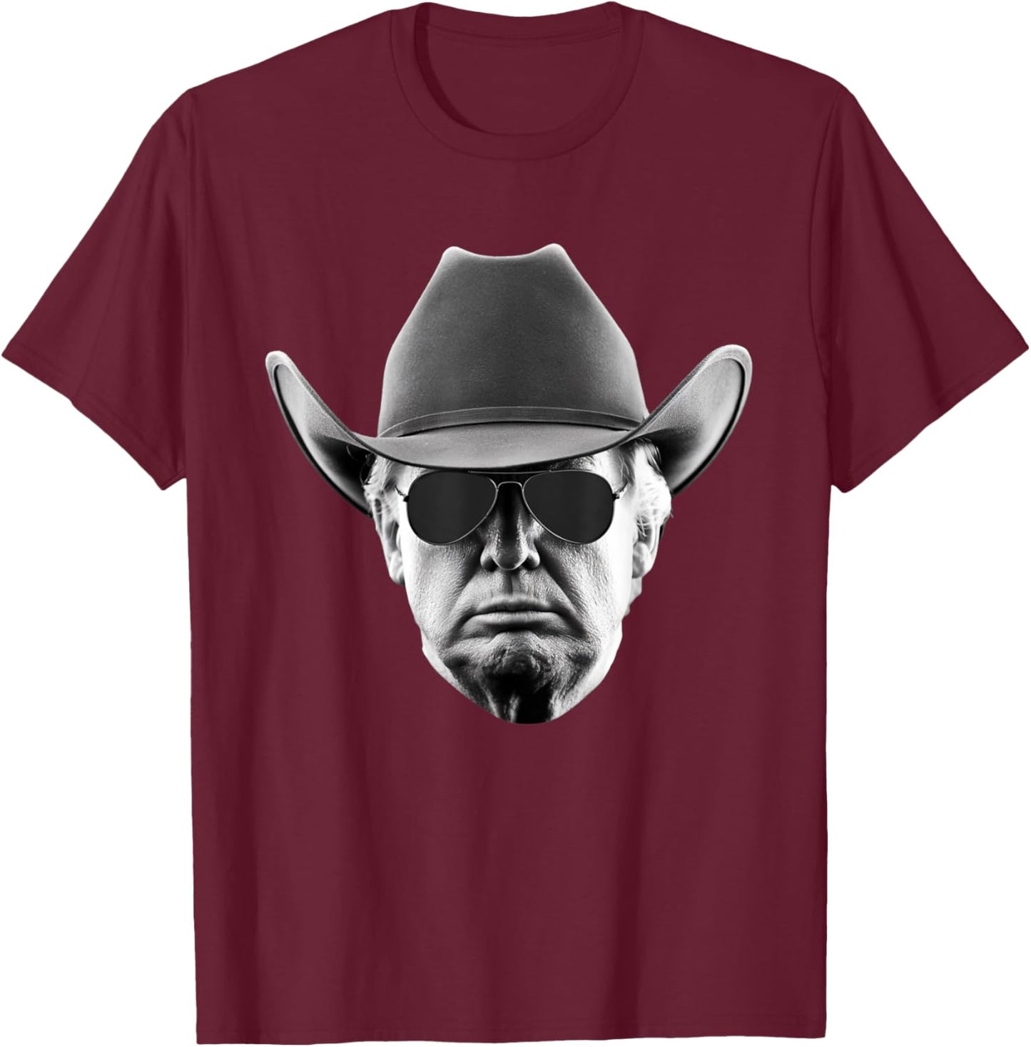 Cool Donald Trump Cowboy Hat US USA America President T-Shirt - T-Shirt | Maroon
