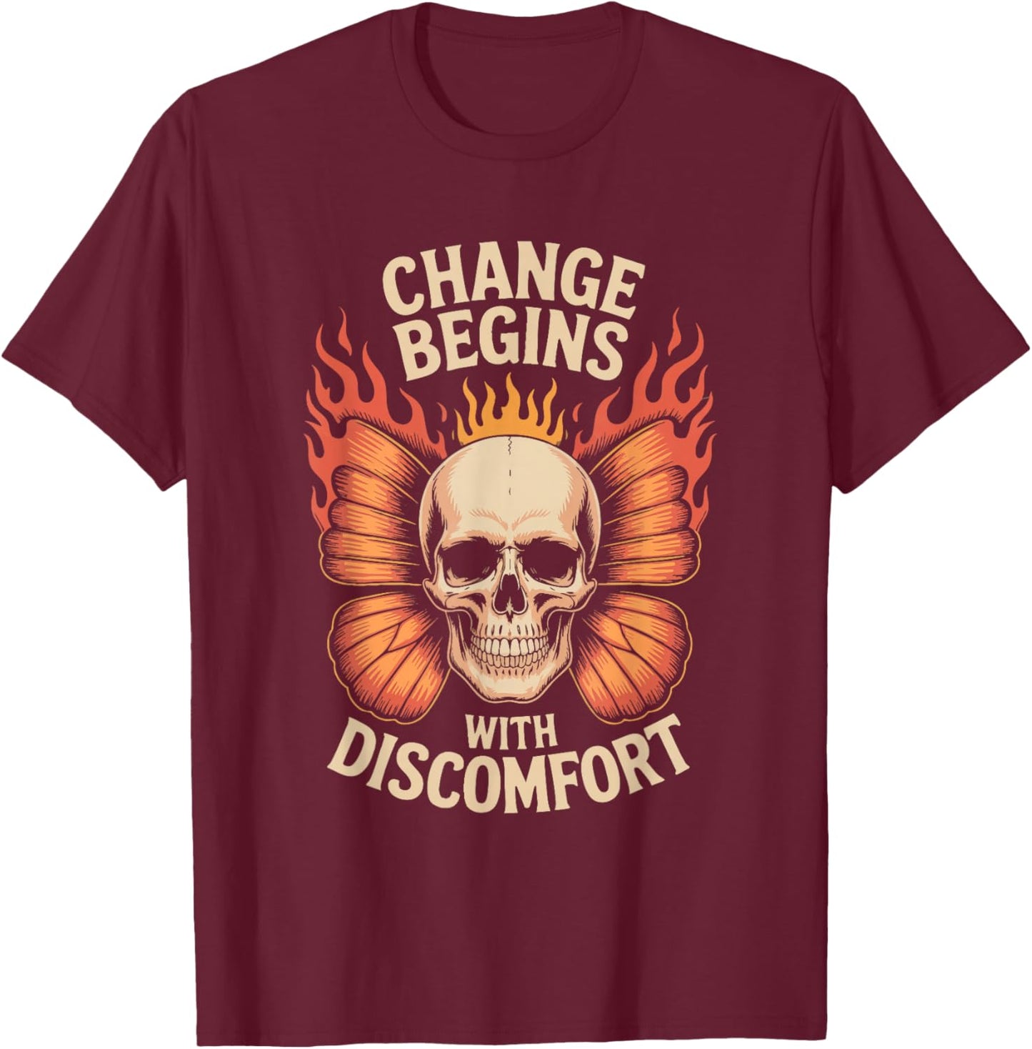 Inspirational Change Begins Motivational Style T-Shirt - T-Shirt | Maroon