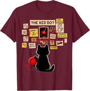 Black Cat Detective Red Dot Investigation Conspiracy Board T-Shirt - T-Shirt | Maroon