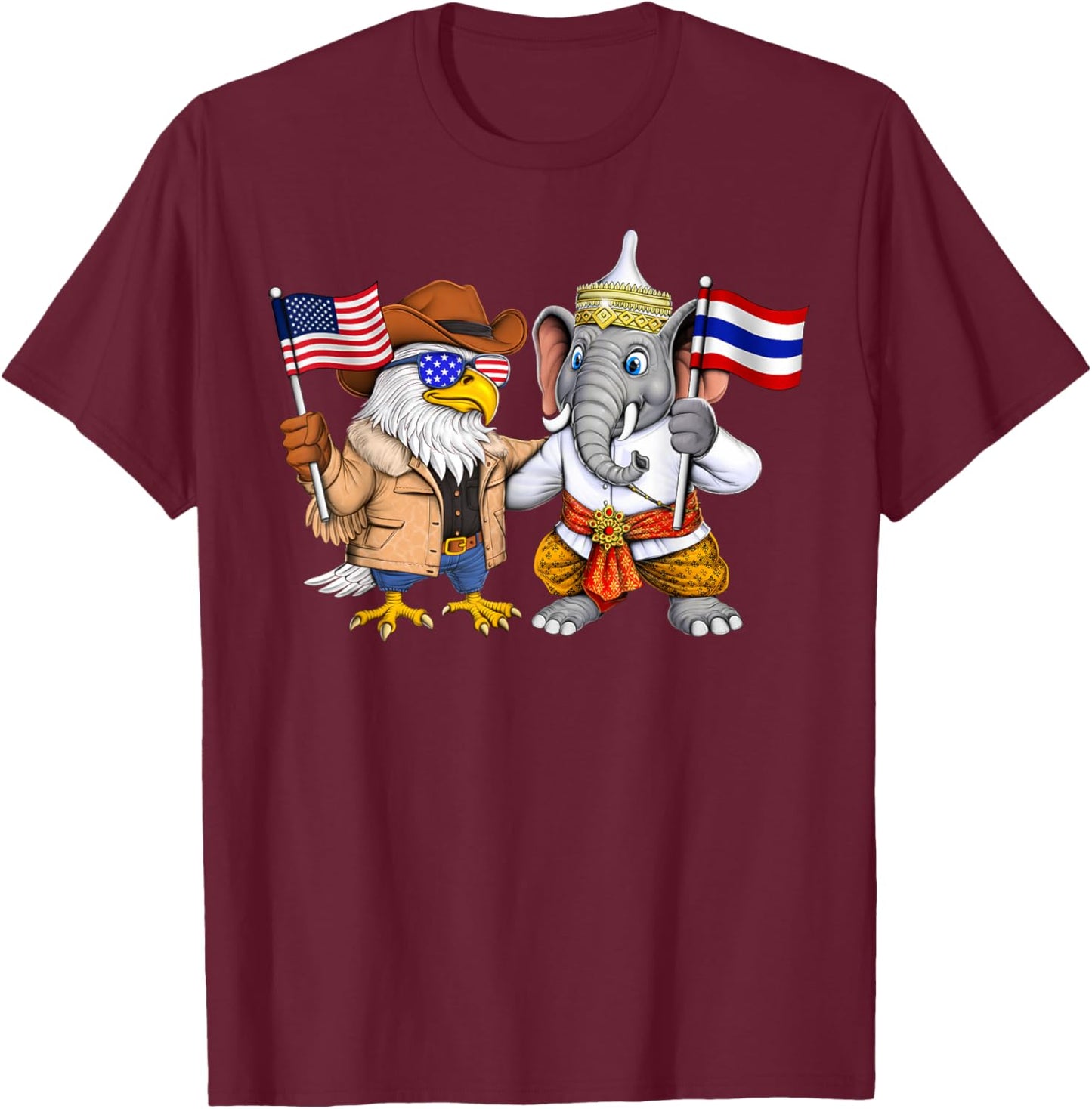USA Thailand Flag American Thai Roots American Thai Heritage T-Shirt - T-Shirt | Maroon
