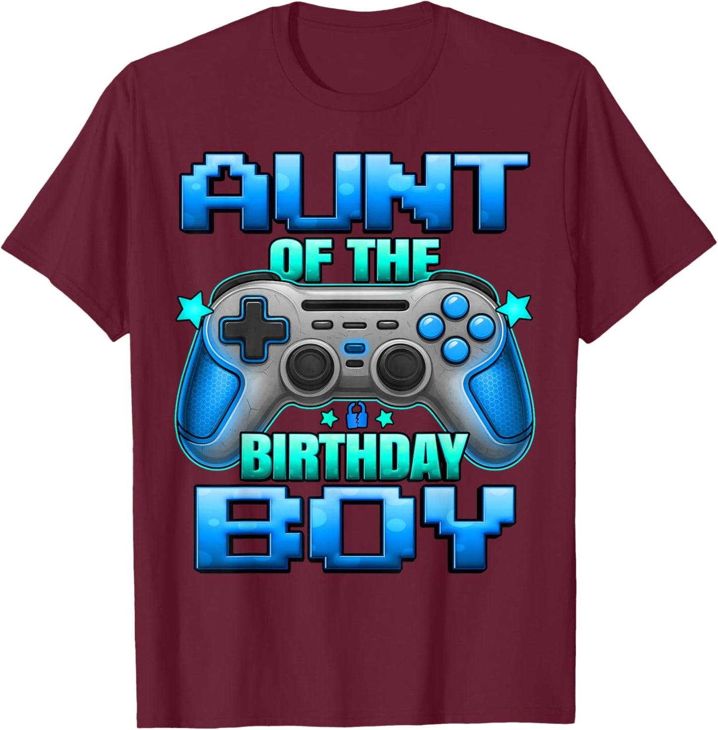 Aunt of The Birthday Boy Matching Family Aunty T-Shirt - T-Shirt | Maroon