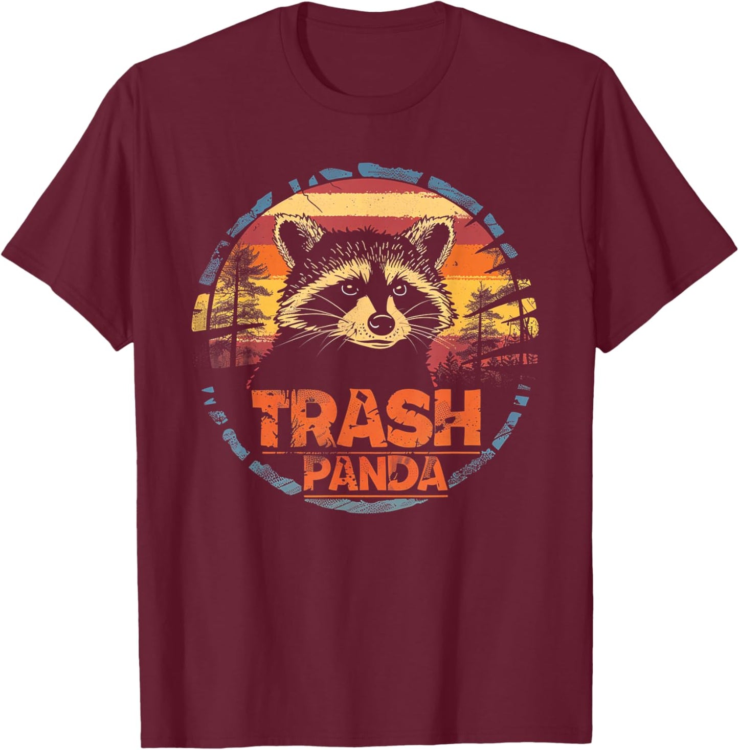 Raccoon Trash Panda - Retro 70s 80s Graphic Vintage Funny T-Shirt - T-Shirt | Maroon