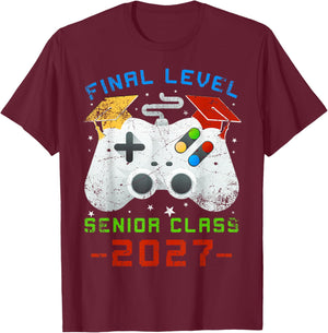 Senior 2027 Video Game Gamer Class of 2027 Graduation Grad T-Shirt - T-Shirt | Maroon