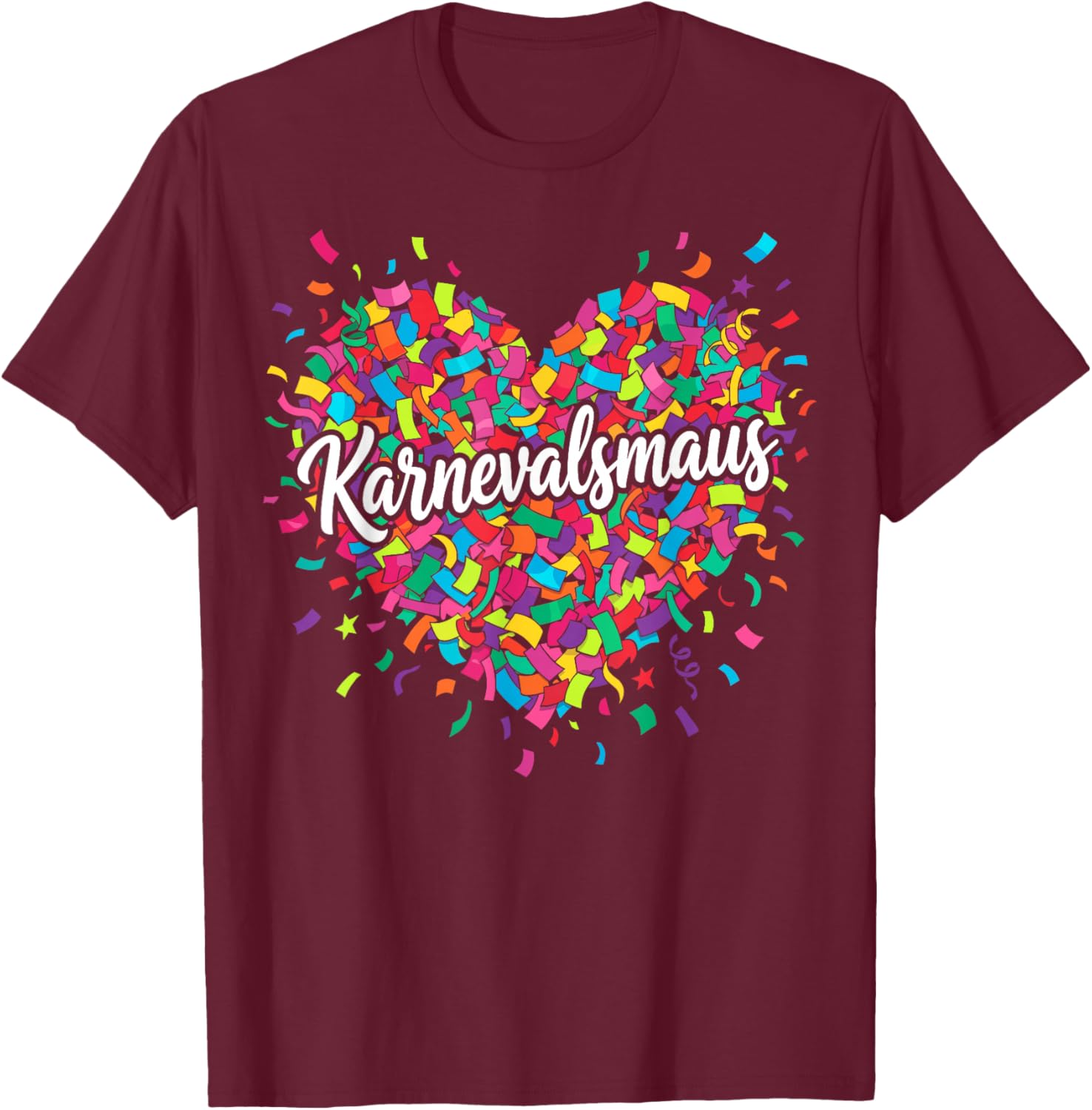 Confetti in Heart Carnival Mouse Red White Alaaf T-Shirt - T-Shirt | Maroon
