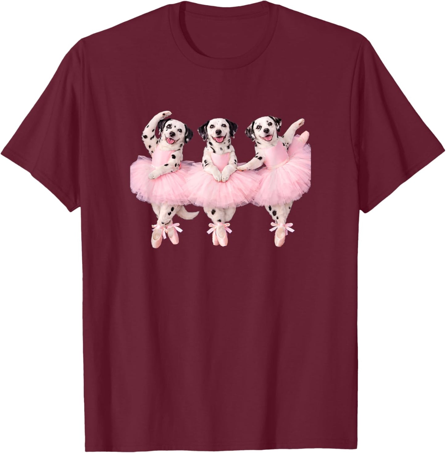 Funny Dalmatian Dog Ballet Dancer Mom Ballerina Cute Graphic T-Shirt - T-Shirt | Maroon