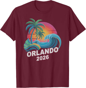 Kids Orlando 2026 Vacation Surfing Trip Birthday Family Crew T-Shirt - T-Shirt | Maroon