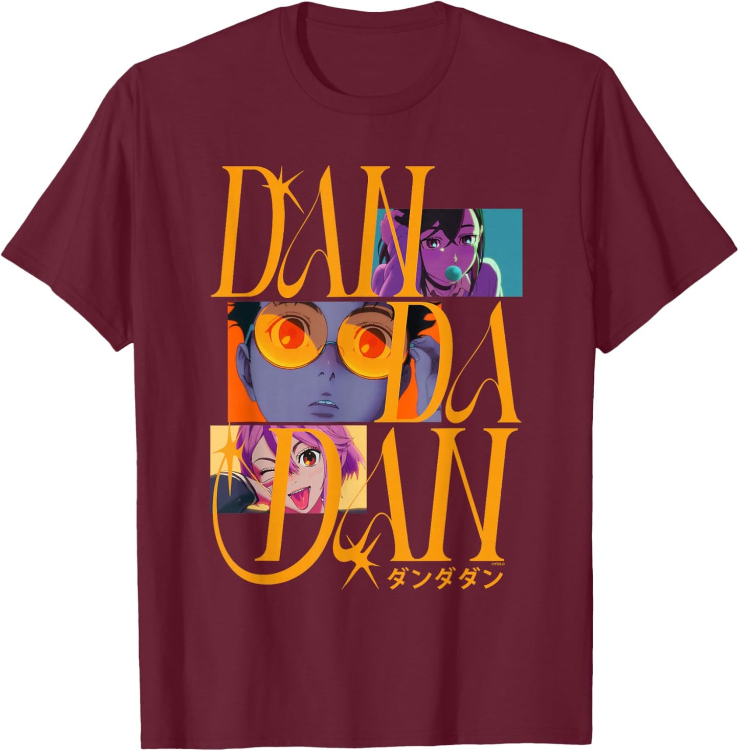 Dan Da Dan Colorful Opening Credits Scenes Anime T-Shirt - T-Shirt | Maroon