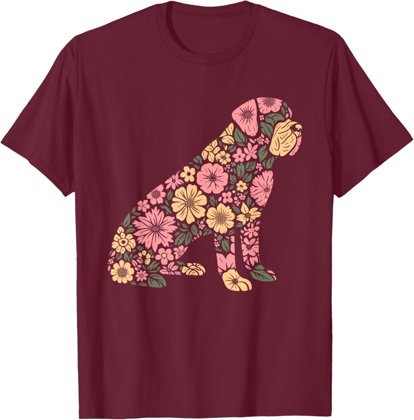 Funny Floral FLower Mastiff Mom Grandma Mothers Day T-Shirt - T-Shirt | Maroon