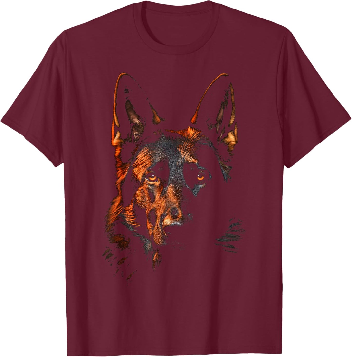 German Shepherd Graphic Pet Illustration Dog German Shepherd T-Shirt - T-Shirt | Maroon