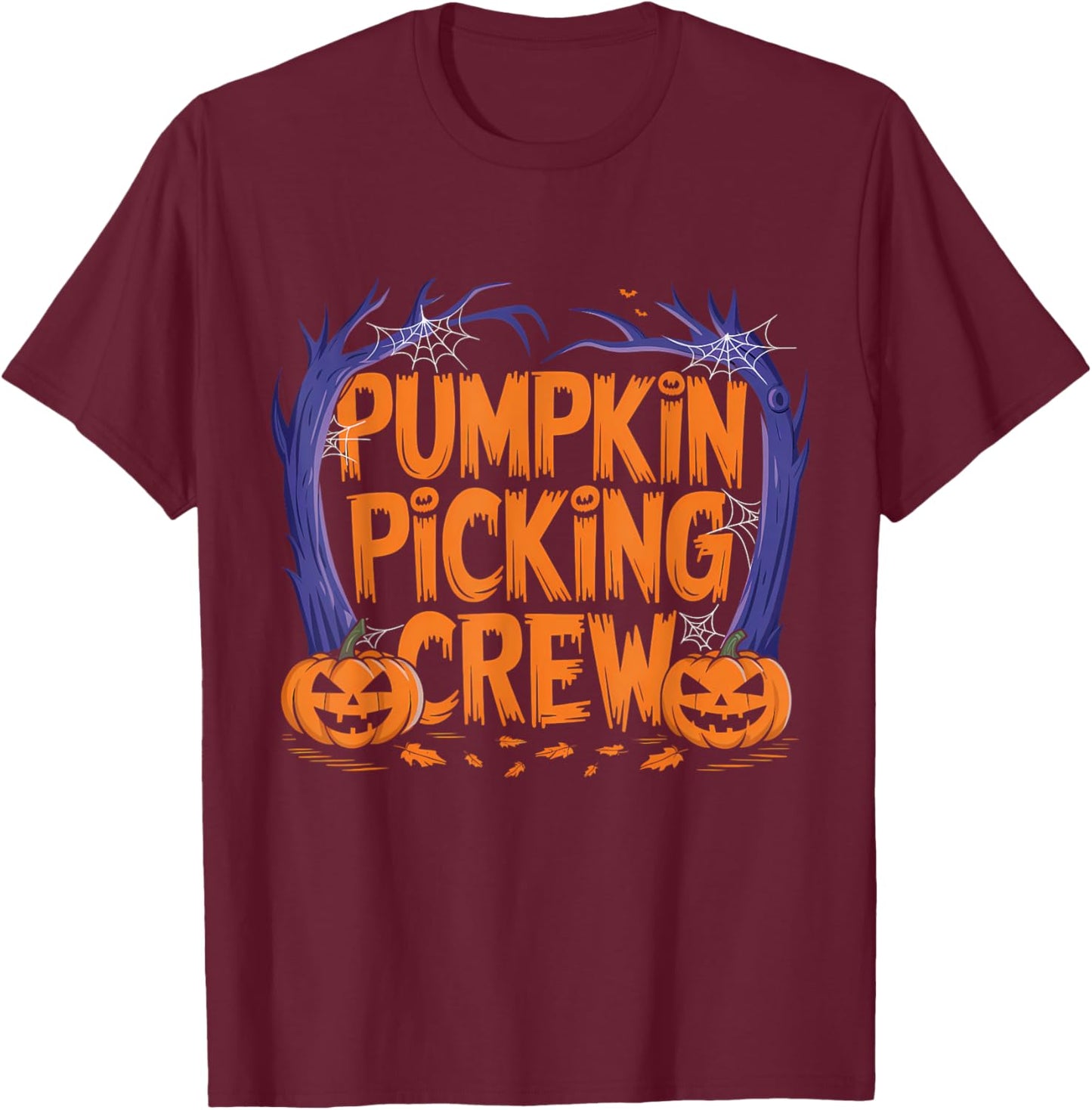 Spooky Pumpkin Picking Crew Matching Family Autumn T-Shirt - T-Shirt | Maroon