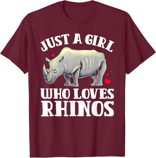 Cute Rhino Design For Girls Women Rhinoceros Lover Rhino T-Shirt - T-Shirt | Maroon