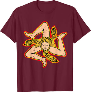 Sicily Trinacria Sicilia Flag Sicilian Roots Grunge T-Shirt - T-Shirt | Maroon