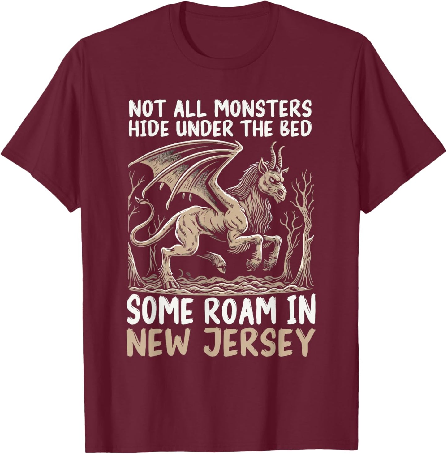 Jersey Devil Legendary Creature Cryptozoology Cryptid T-Shirt - T-Shirt | Maroon