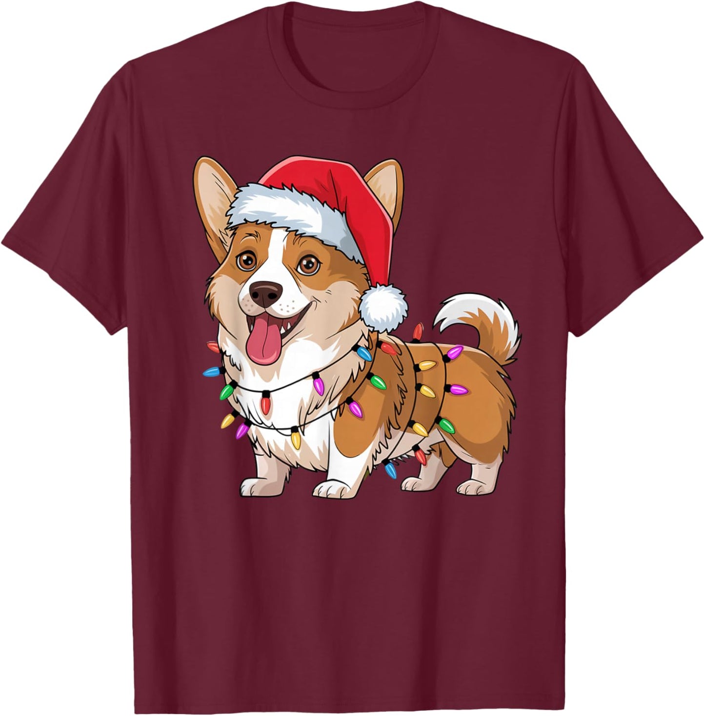 Cardigan Welsh Corgi Christmas Lights Xmas Dogs Gifts Women T-Shirt - T-Shirt | Maroon