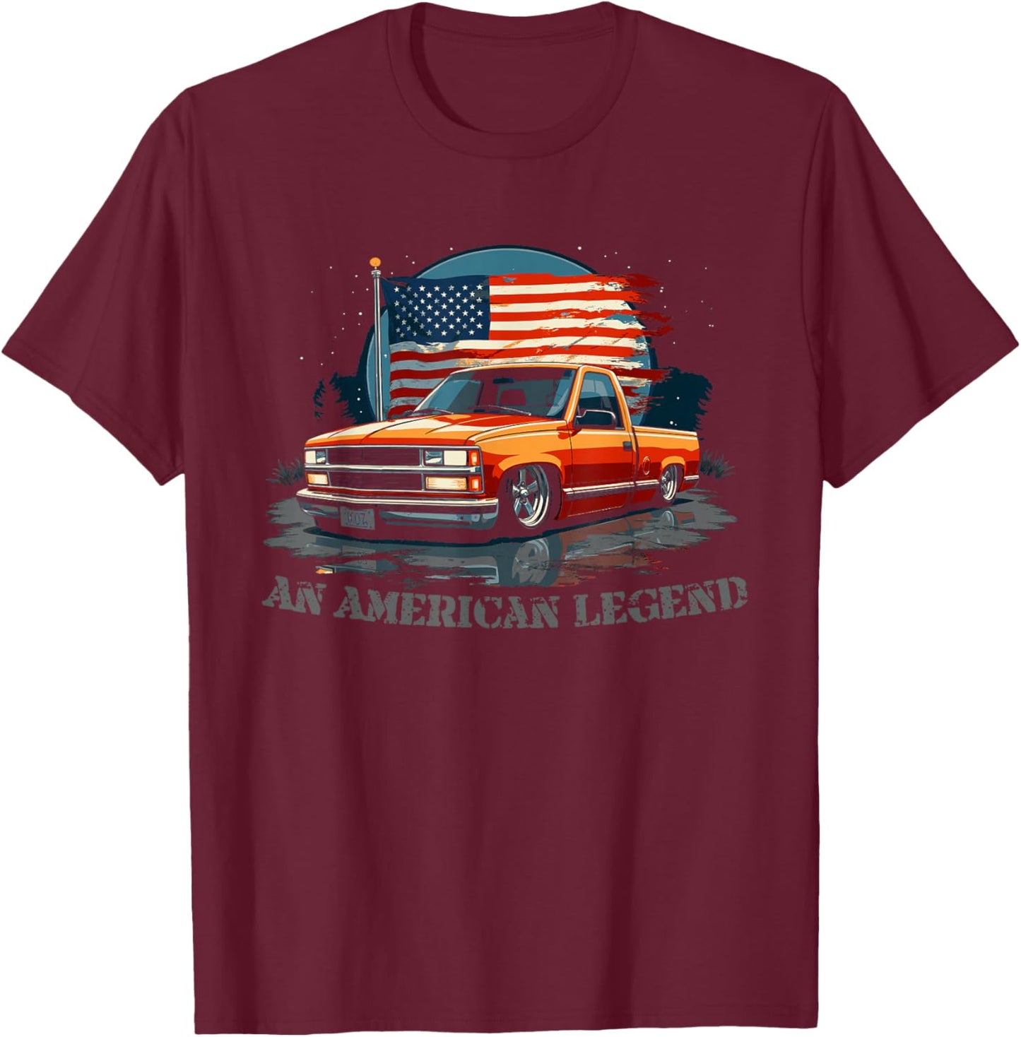 OBS Single Cab Truck Old Body Style American Legend CK Truck T-Shirt - T-Shirt | Maroon